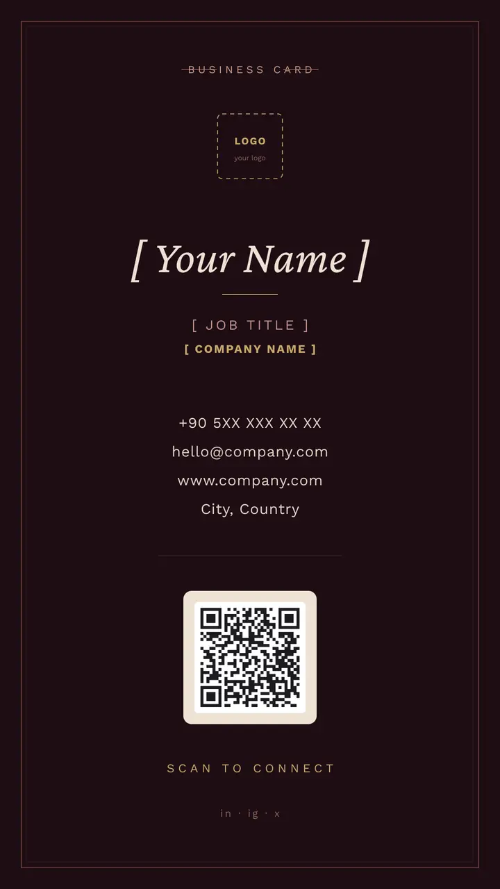 Digital Business Cards — Bordo (serif italic)